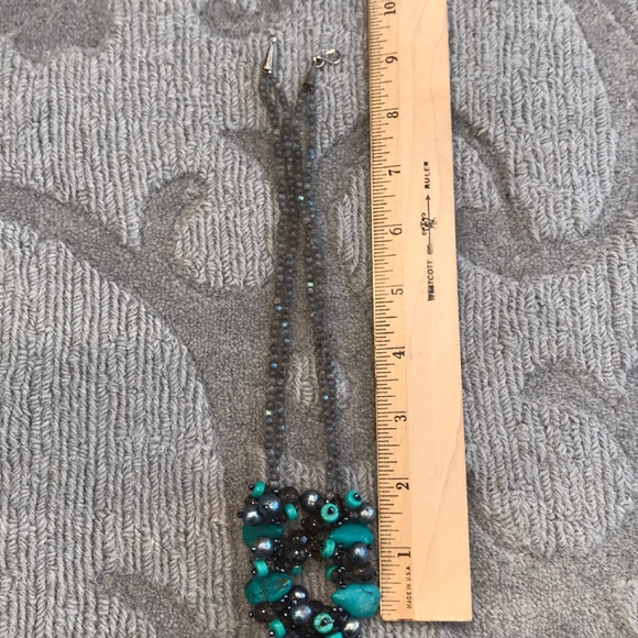 Gorgeous labradorite/turquoise tassel necklace - Picture 3 of 7